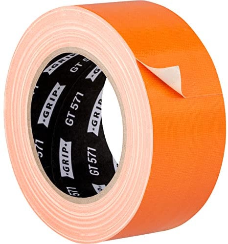 GRIP Eventbasics Gewebeband orange, 50 mm x 25 m, farbiges Gaffa Tape GT 571, sehr hohe Klebkraft, Profi Gewebeklebeband zum Markieren, Basteln, Befestigen, Reparieren uvm. im Innen- und Außenbereich
