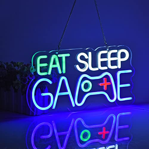 Game Room Decor EAT SLEEP GAME Dimmable LED Neon Sign Beer Bar Man Cave Bedroom Home Art Gaming Neon Light Signs Wall Artwork Sign