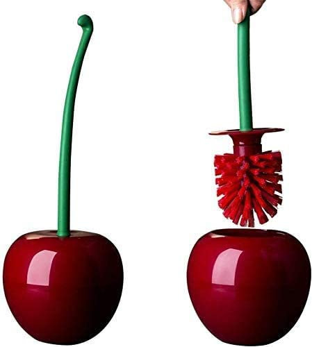 Tuklye Cherry - Juego de escobilla de inodoro y soporte – Juego creativo de limpieza de cuenco redondo con forma de jirafa de cereza para baño y cocina