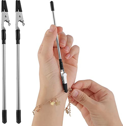 2 Stück Armband Helfer, Schmuck Armband Verschluss Hilfswerkzeuge, Anziehhilfe zum Befestigen und Einhaken von Halskette Armbands Reißverschluss