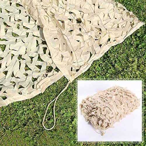 Beige Verstärktes Tarnnetz 2m 3m 4m 5m 6m 7m 8m 9m Camouflage Netz,Sonnensegel,Tarnung Netz Bundeswehr,Jagd,Autoabdeckung,Dekoration,Sichtschutz,Leichtes Sonnenschutznetz,Beige-4x4m(13.1*13.1ft)