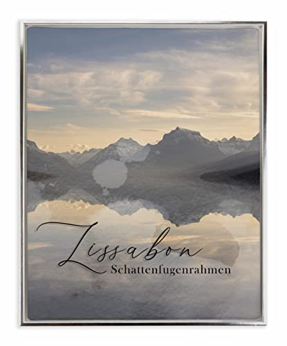 BIRAPA Lissabon Bilderrahmen 70x100 cm in Weiß Silber zum Befüllen, 3D Bilderrahmen, Rahmen für Leinwände, Holzrahmen, Schattenfugenrahmen für Keilrahmen