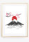 Din A4 Kunstdruck ohne Rahmen - Fujiyama - Fuji Berg Japan Kirschblüte - Asia Aquarell Malerei - Bild Druck Poster