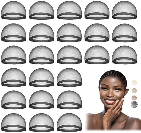 MYKURS Transparent Haarnetz für Perücken, HD Wig Cap for Lace Wigs, Schwarz Perückenkappe, Perückennetz für Frauen, 24 Stücke