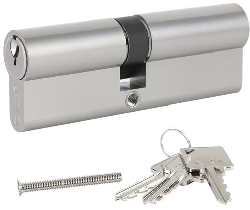 DIDA® 85mm Euro Barrel Lock 40/45 Door Barrel Lock with Key UPVC Door Lock Barrel Profile Lock with 3 Keys Anti-Pick Anti-Bump Anti-Drill Euro Cylinder Lock High Security BS EN 1303:2005 Nickel Finish