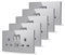 JIMEIDA 5 Pack Double Switched Socket Grey 20W Fast Charging 13 Amp with USB A and Type C Charging Ports Crystal Glass Panel Wall Outlet