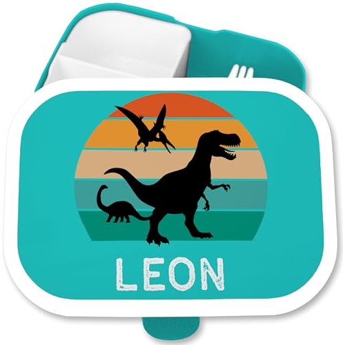 Brotdose Kinder Campus für Mepal - Dino Brotbox Dinosaurier Lunchbox Dinos Vesperbox Dinosaurus I - 750 ml - Türkis - coole geschenke zur einschulung kinderbrotdosen kindergarten t-rex t rex