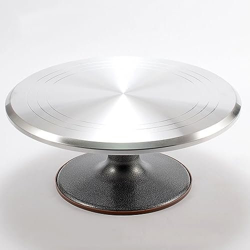 Tocadiscos giratorios de aluminio de 14 pulgadas, con parte inferior de silicona antideslizante para cupcakes, pasteles y decoraciones de pasteles, suministros para hornear