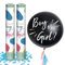 OH YEAH - Enthüllungsset für Babys, 2 Stück, blaue Konfettikanonen, 50 cm, 1 Latexballon, Ø 90 cm, Junge oder Mädchen?, Babyparty-Set für Kinder, einfach zu bedienen