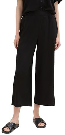 TOM TAILOR Denim Damen Basic Culotte Hose mit Struktur, deep black, XL