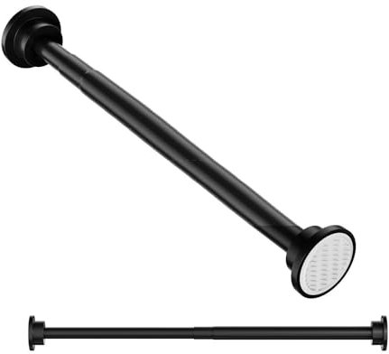 Teleskopstange Klemmstange Vorhang Duschvorhang Kleiderstange Garderobe ohne Bohren Klemmstange ausziehbar verstellbar Edelstahl | 3 Farben | 5 Längen von 40-230cm… (1, Schwarz, Länge: 95-150cm)