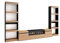 Skraut Home | Mobile Soggiorno TV | Parete Attrezzata Soggiorno | 320x186x35cm | Per TV fino a 80 | Camino elettrico | Stile moderno | Rovere e nero