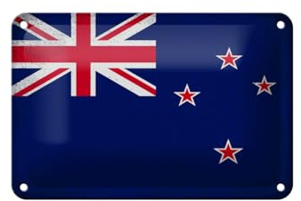 Metall Schild 12x18cm gewölbt Neuseeland New Zealand Vintage Blechschild