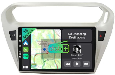 YUNTX [DAB-4G+64G] Android 14 Autoradio für Peugeot 301/Citroen C-Elysee (2012-2018)-[Integriertes DAB+/CarPlay/Android Auto/DSP/GPS]-9” IPS 2.5D Touch-Screen-Kostenlose MIC+Kamera-USB/Bluetooth 5.0