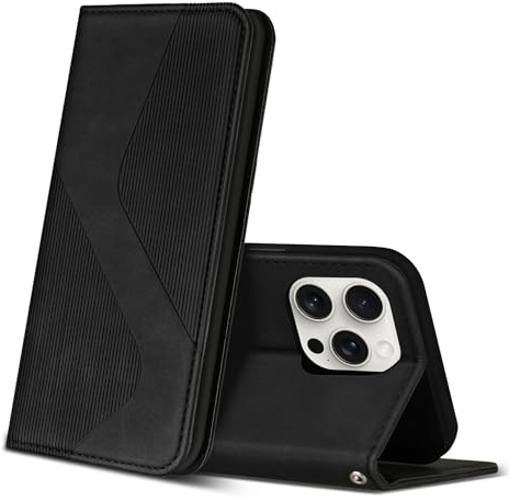 ZONNAVI Cover per iPhone 15 PRO Max, Flip Custodia Pelle PU con [Slot Cart] [Supporto Stand] [Magnetica], Cover a Libro Portafoglio per iPhone 15 PRO Max (Nero)