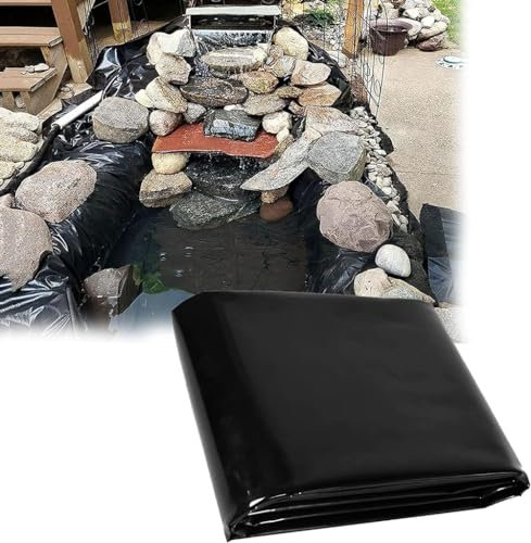MISKYN Teichfolie,Gartenteich Teichplane,Große Fischteichfolie,Schwarze Folie Garten,Teichfolie 3X3m,Baufolie Extra Stark,Für Fischteiche,Brunnen,Wassergarten Und Wasserfall,6 * 6m