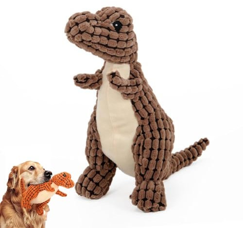 XDGJTBFMY Unzerstörbarer robuster Dino, quietschendes Hundespielzeug, bissfester robuster Dino, unzerstörbares Hundespielzeug für Aggressive Kauer, ansprechendes Plüschspielzeug für große Hunde