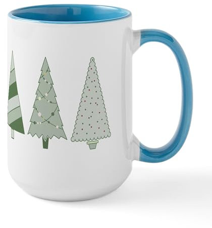 CafePress Retro Christmas Trees Large Mug 15 oz (444 ml) Ceramic Coffee Mug
