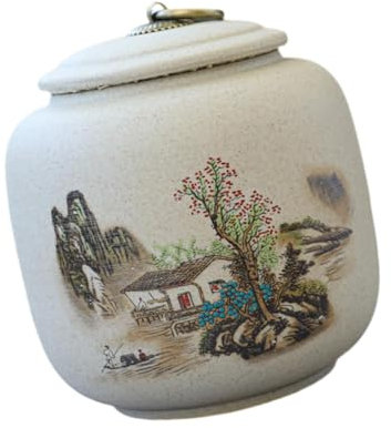 perfk Keramikdose mit Deckel, Teedose aus Porzellan,Teedosentee für Losen Tee,Tee-Aufbewahrungsbehälter für Gewürze, Pulver, Nüsse, Lotus Blatt, Haus