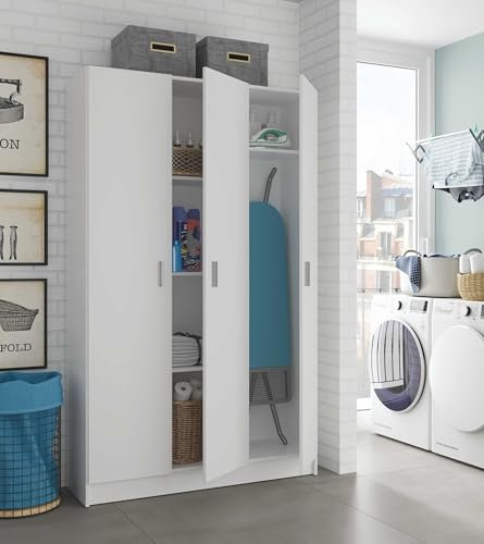 möbelando Mehrzweckschrank >Multipurpose< in Weiß - 109x180x37 (BxHxT)