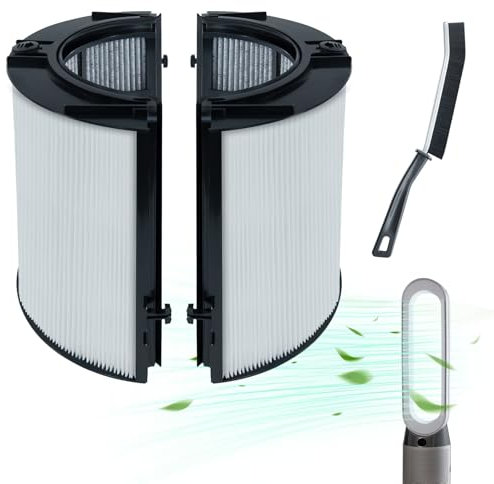 Filtro HEPA 2 en 1 de vidrio de 360° y filtro de carbón activado para purificadores de aire Dyson DP04 HP04 HP06 HP07 HP09 PH01 PH02 PH03 TP04 TP06 TP07 TP09 (360 True H13 HEPA + carbón activado)