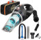 Miloll Aspirateur de voiture portable – Mini aspirateur de voiture portable avec cordon de 4,9 m, sac et accessoires – Petit kit de nettoyage, camping-car, bateau, voyage – Accessoires de voiture pour