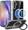 Tawarror Magnetisch Handyhülle für Samsung Galaxy A54 5G Hülle, Transparent Schutzhülle für Samsung A54 5G mit Magnet Ständer Hart PC Rückseite Kratzfest + TPU Bumper Stoßfest Case, Klar
