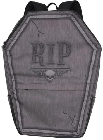 Kreepsville 666 Tombstone Coffin RIP Gothic Rucksack mit Reißverschluss | Grabsteintasche in Sargform