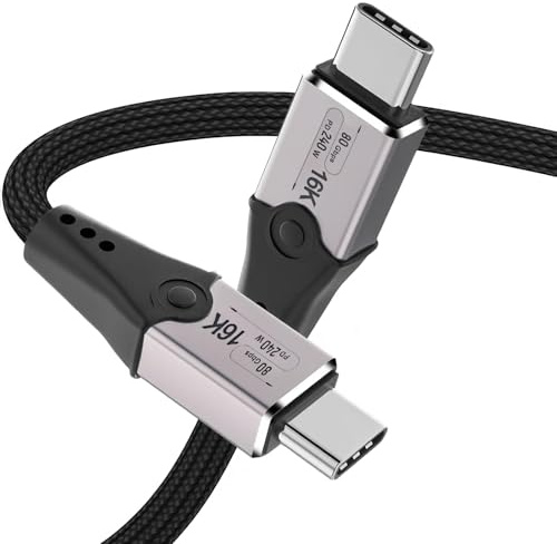Leehitech 0.5M 80Gbps Thunderbolt 5 Cable, 240W Fast Charging USB C to USB C Cable, Support 120Gbps Bandwidth Boost and 16K Display for iPhone 16/15 Series, Thunderbolt 4/3, USB4/3, Type C Devices