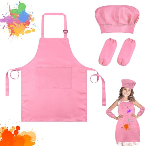Ainiv Bata Pintura Niños, Grafitis Delantal Infantil, Ajustable Impermeable | Apron Escolar Mangas Largas con Bolsillos, Mandilon School de 6 A 12 Años para Manualidades, Comer, Cocinar y Dibujar