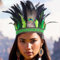 Zoestar Pfauenfeder-Krone, Stirnband, indische Feder, Kopfschmuck, Fascinator, dekorativer Kopfschmuck, Festival, Kostüm, Haarschmuck für Frauen (Grün, Einheitsgröße)