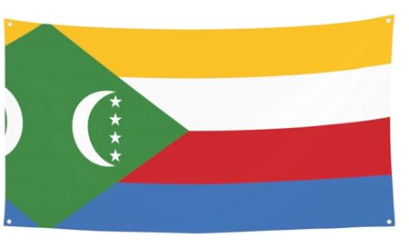 Drapeau des Comores à suspendre - 177,8 x 88,9 cm - Pour intérieur et extérieur - Pour fête de Noël, fête d'anniversaire