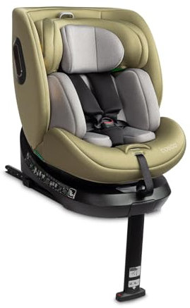 CARETERO - Reboarder 360 Drehbar mit Isofix - 4in1 Babyschale und Kindersitz Auto Gruppe 0-3, für Kinder 40-150 cm, mit Station, verstellbare Rückenlehne, Stützfuß - Bosco Olivgrün