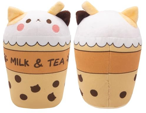 Mislaxy Bubble Tea Katze Kuscheltier Milch Tee Katze Plüschtier Kawaii Boba Katze Stofftiere Tier Puppe Cartoon Gefüllte Plüsch Milchtee Katzen Geschenk 20cm