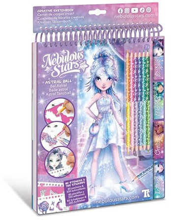 Nebulous Stars Fashion Sketchbook Star Gala Edition Livre de design créatif pour enfants à partir de 7 ans pour dessiner, colorier et créer des looks à la mode, avec pages d'inspiration et accessoires