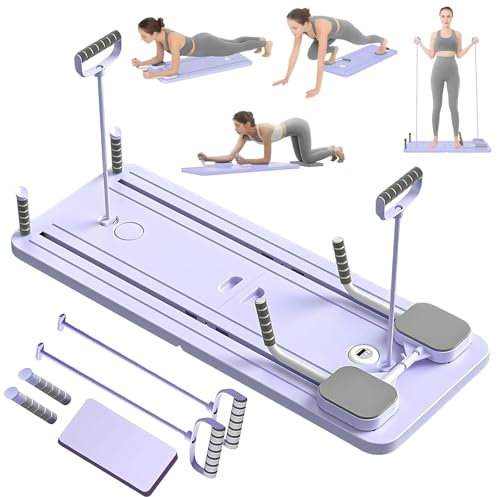 Pilates Reformer, 5-in-1 Pilates Bauchmuskeltrainer, Push-Up, automatisch, Timer, Pilates Bauchmuskeltrainer für Zuhause und Fitnessstudio (violett)