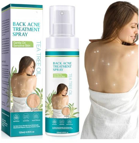 Tea Tree Oil Back Acne Spray - Body Treatment for Spots & Marks, Fast-Acting Chest Solution, Moisturising Body Spray for All Skin Types, 120ml