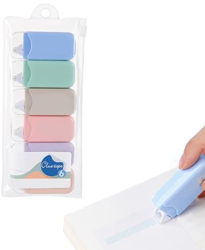 Kzouenzu 6 Stück Kleberoller, Fotokleber Doppelseitig Selbstklebend Kleberoller, Fotoalben, Basteln [6mm x 6mm]