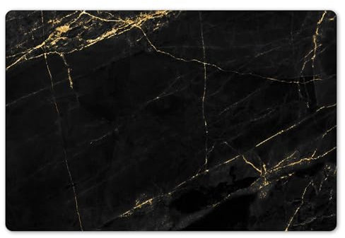 KitchenYeah© Platzsets Abwaschbar 6-Teilig 45x30 cm Tischsets Platzdeckchen rutschfeste Platzset Unterlage Tisch Set Esstisch Modern Placemats Marmoroptik - Luxus - Schwarz - Gold