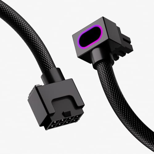 AIJS 8PIN GPU Extension Cable,ARGB PC Cable with 5V 3Pin,18AWG 90°Design for Cleaner PC Builds,Male-to-Female for Various GPU.30CM(Black-GPU-Clip B)