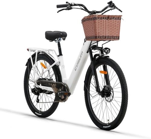 cysum X-City - Bicicleta eléctrica de 26 pulgadas para adultos, bicicleta eléctrica de ciudad para mujer, batería extraíble de 48 V, 10,4 Ah, autonomía de 25 km/h y 80 km, urbanos Commuter E-Bike