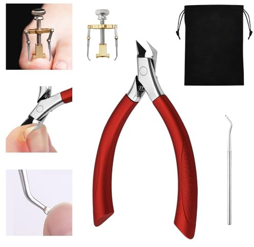 JNEYVIC Nagelzange Kopfschneider Fußnagelzange Kopfzange Fusspflege Kopfschneider Zange Fußnagelschere für Eingewachsene Nägel Nagelhautzange mit 1 Korrektor, 1 Nagelpicke, 1 Aufbewahrungstasche