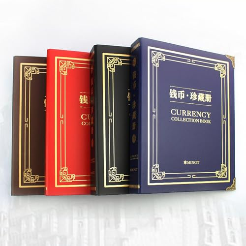 300 Pockets Currency Paper Money Album Banknote Storage Collection Holder Album Travel Banknote Stamp Storage,One Book Random Color 50 Sheets