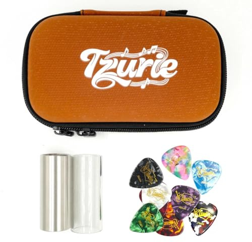 Tzurie Glass & Steel Guitar Slide & Picks Set with Travel Case