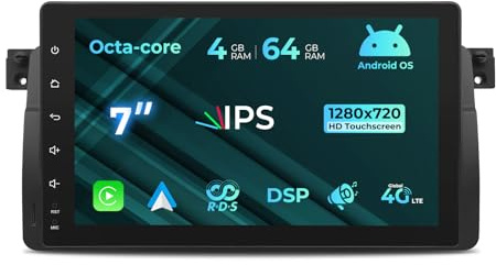 NVGOTEV [8-Kern 4+64 GB] Autoradio für BMW E46 M3 Rover75 MG ZT, 9-Zoll Car Stereo Radio Multimedia-Player mit integriertem 4G LTE Wireless Car Play/Android Auto DSP GPS Bluetooth WiFi RDS FM/AM