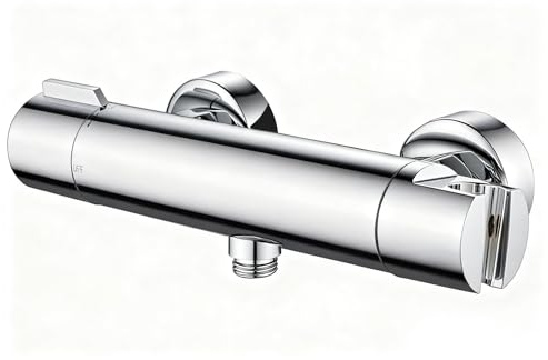 YunBey Thermostat Mischbatterie Dusche, wandmontiert & PPS-Kern | Thermostatische Duscharmatur mit verstellbarem Achsabstand (13,5–16,5 cm). Kompatibel mit Standard-Brauseschläuchen