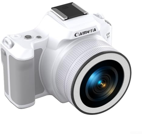 Fotocamera digitale, 48 MP, HD, mini obiettivo doppio con modalità bellezza, luce di riempimento per selfie, vlog, fotocamera compatta retrò per studenti principianti (bianco)