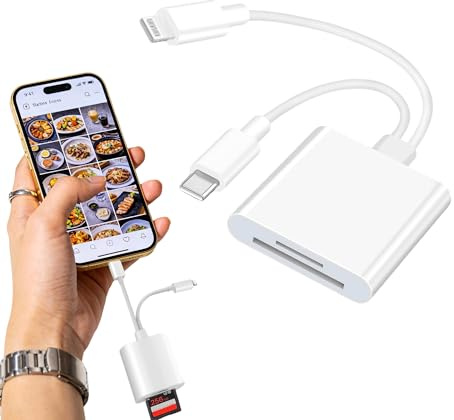 Bansusu 1Pc SD Card Reader, 2 in 2 USB C to Micro-SD Card Viewer Reader | Plug and play, Dual Connector Design Type C OTG Adapter Lightning Memory Card Adapter, Dual Slot for SD/MicroSD/SDHC/SDXC