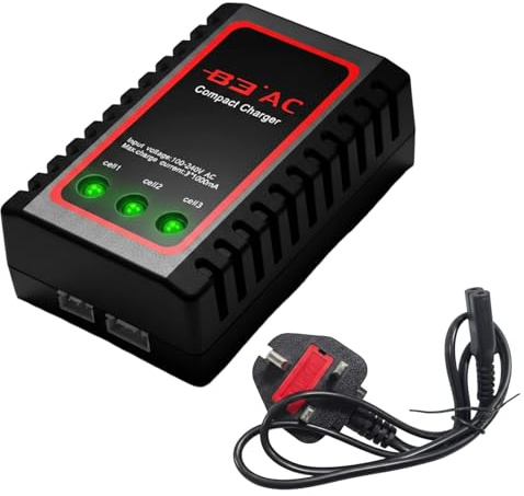 Airsoft Battery Charger, B3 Lipo Battery Charger for 2-3S Lipo Batteries Pack 7.4V-11.1V, RC Balance Fast Replenisher 100-240V for RC Quadcopter Drone Car Gun Boat Etc (Black)