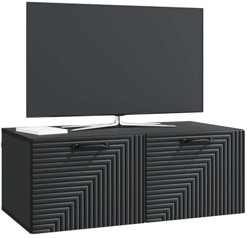 vidaXL Wandmontierter TV-Schrank Schwarz 78,5 x 41 x 30 cm, Wohnzimmer, moderner rechteckiger Stauraum, wandmontierte Medienkonsole, platzsparendes Möbel für Dein Zuhause